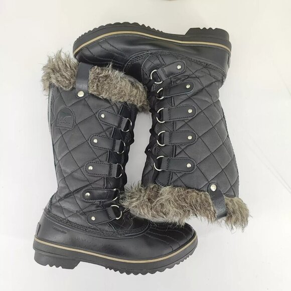 Sorel Women's Tofino II Black Waterproof Faux Fur Winter Snow Boots Size 8.5 US - Picture 8 of 12